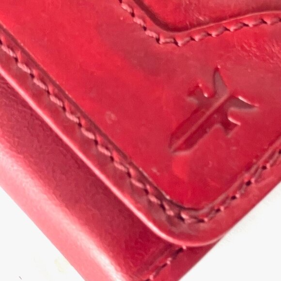 Frye Melissa Slim Bifold Wallet Red Leather Snap - Picture 6 of 8
